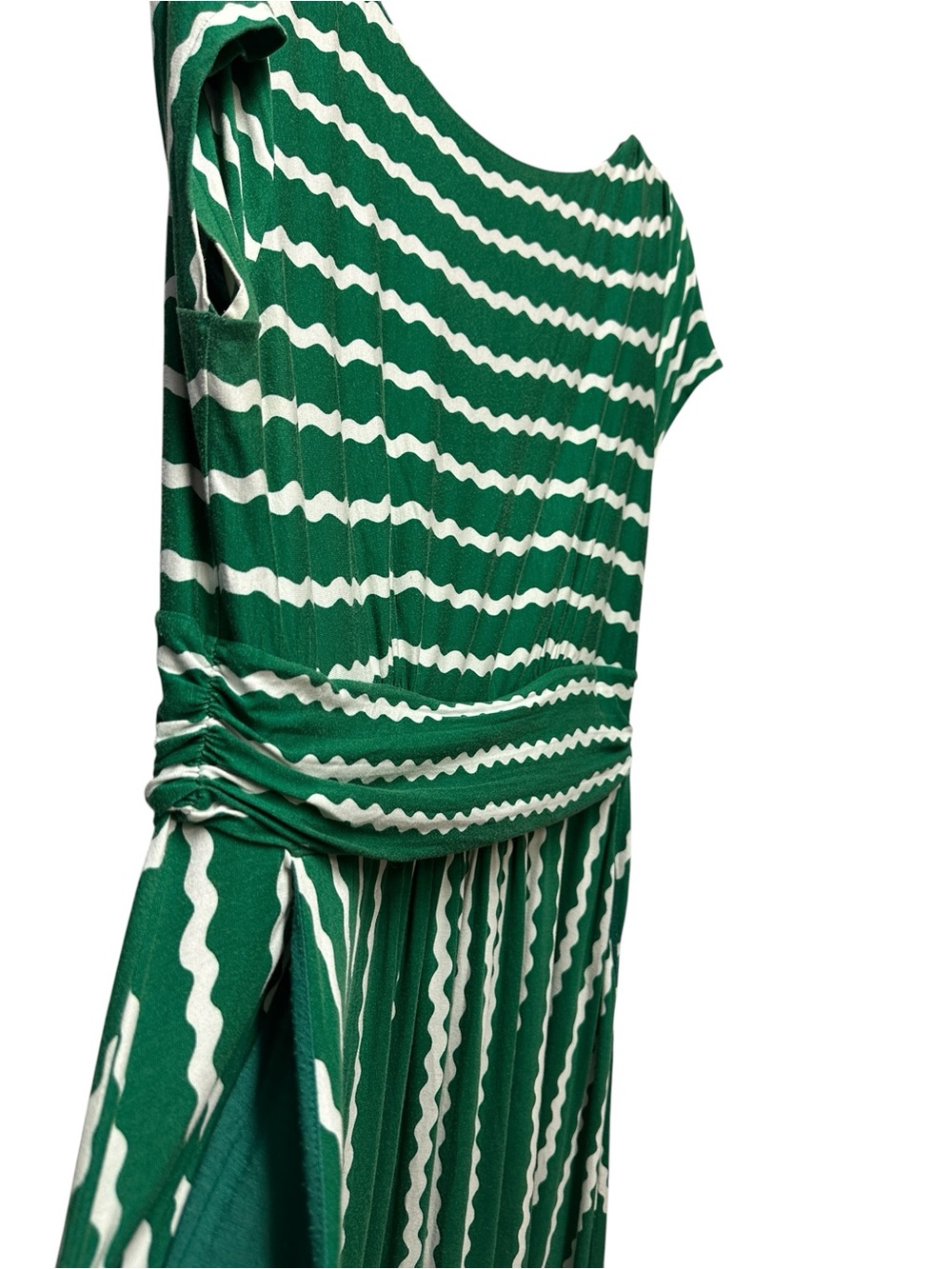 Boden Women’s Boat Neck Jersey Maxi Dress Green/White Wavy Stripes 16 Coastal - Picture 5 of 8